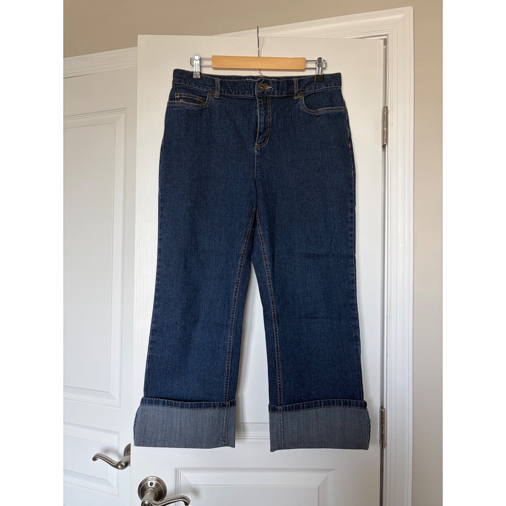 Christopher & Banks Classic Fit‎ Petite Wide Cuff Cropped Jeans Dark Wash 12P